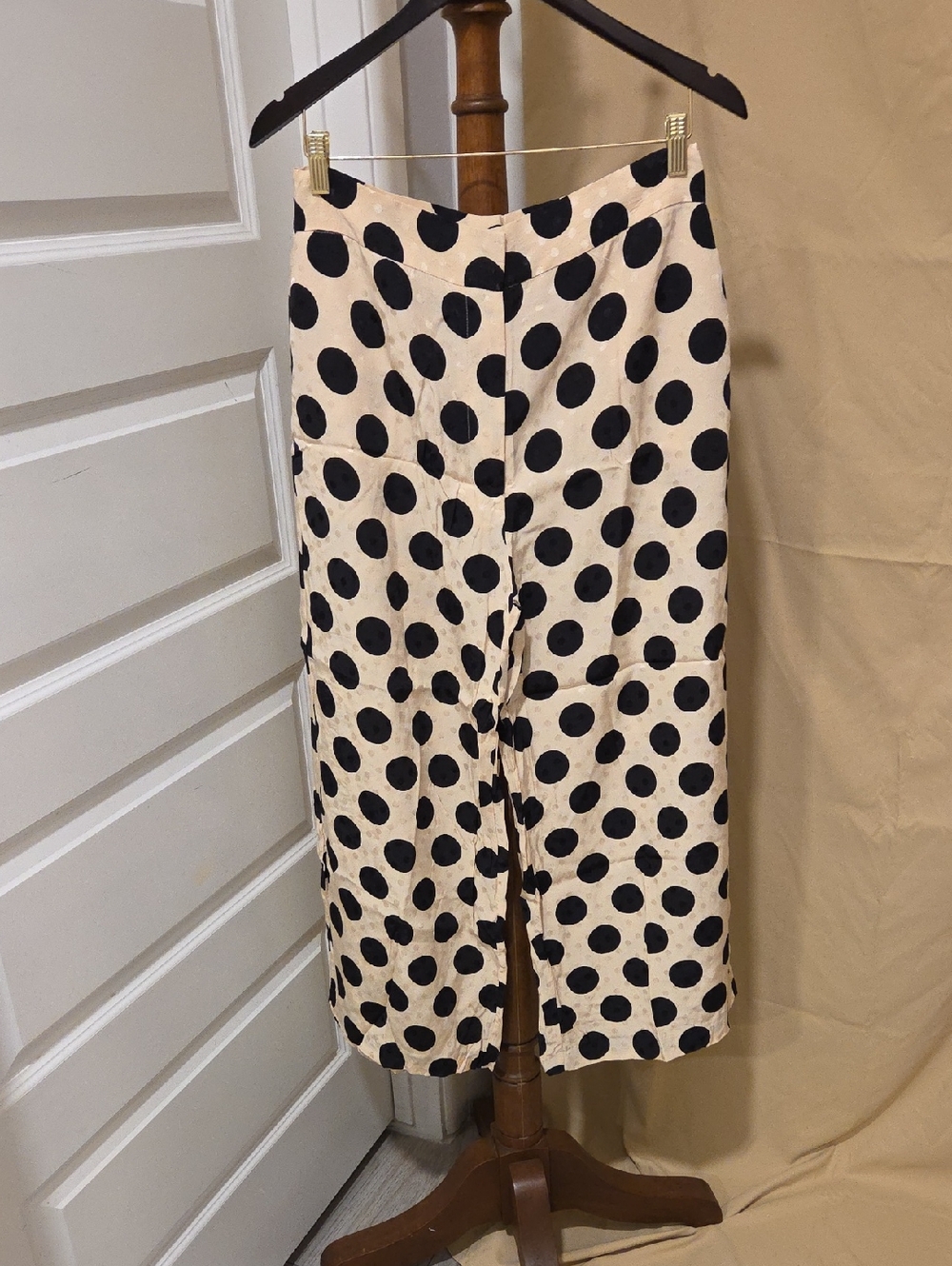 Zara Black Polka Dot Culottes on Cream